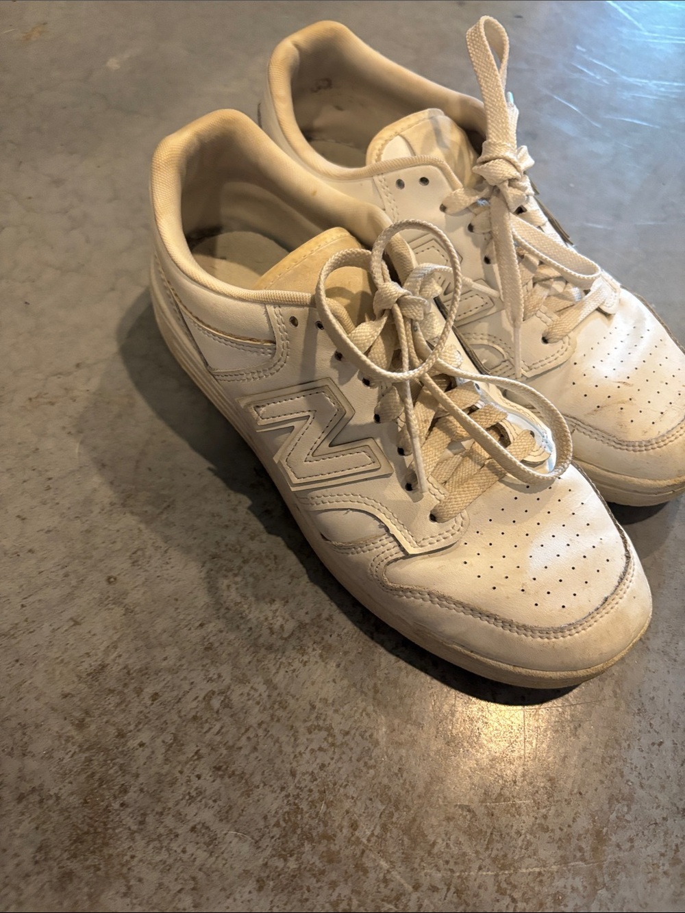 New Balance Men's Off-White Leather Lace-Up Sneakers
